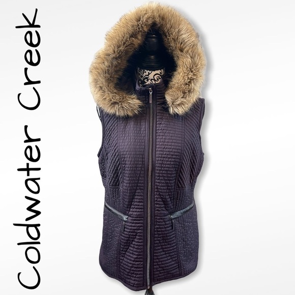 Coldwater Creek Jackets & Blazers - Coldwater CREEK Purple vest w/ faux Fur lined hood
